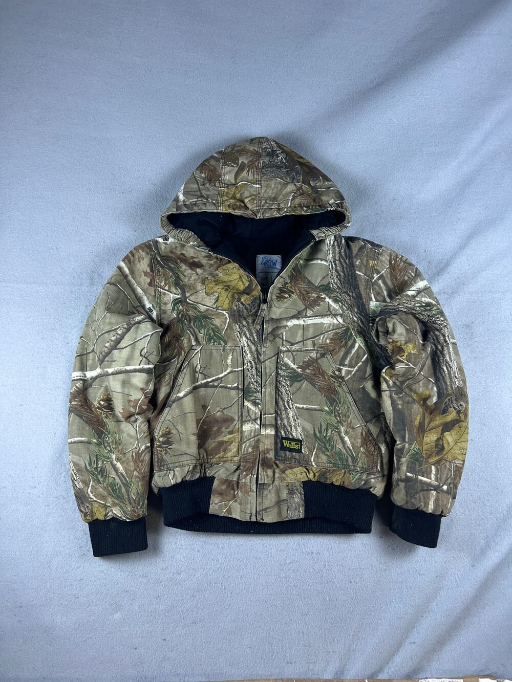 Walls Canvas Jacket Youth L Realtree Camo Hooded Ripstop Lined Outdoor Hunting